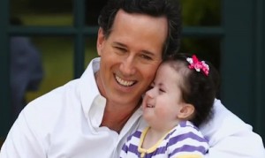 Rick and Bella Santorum. Bella has Trisomy 17, a diagnosis that many babies are aborted for having.
